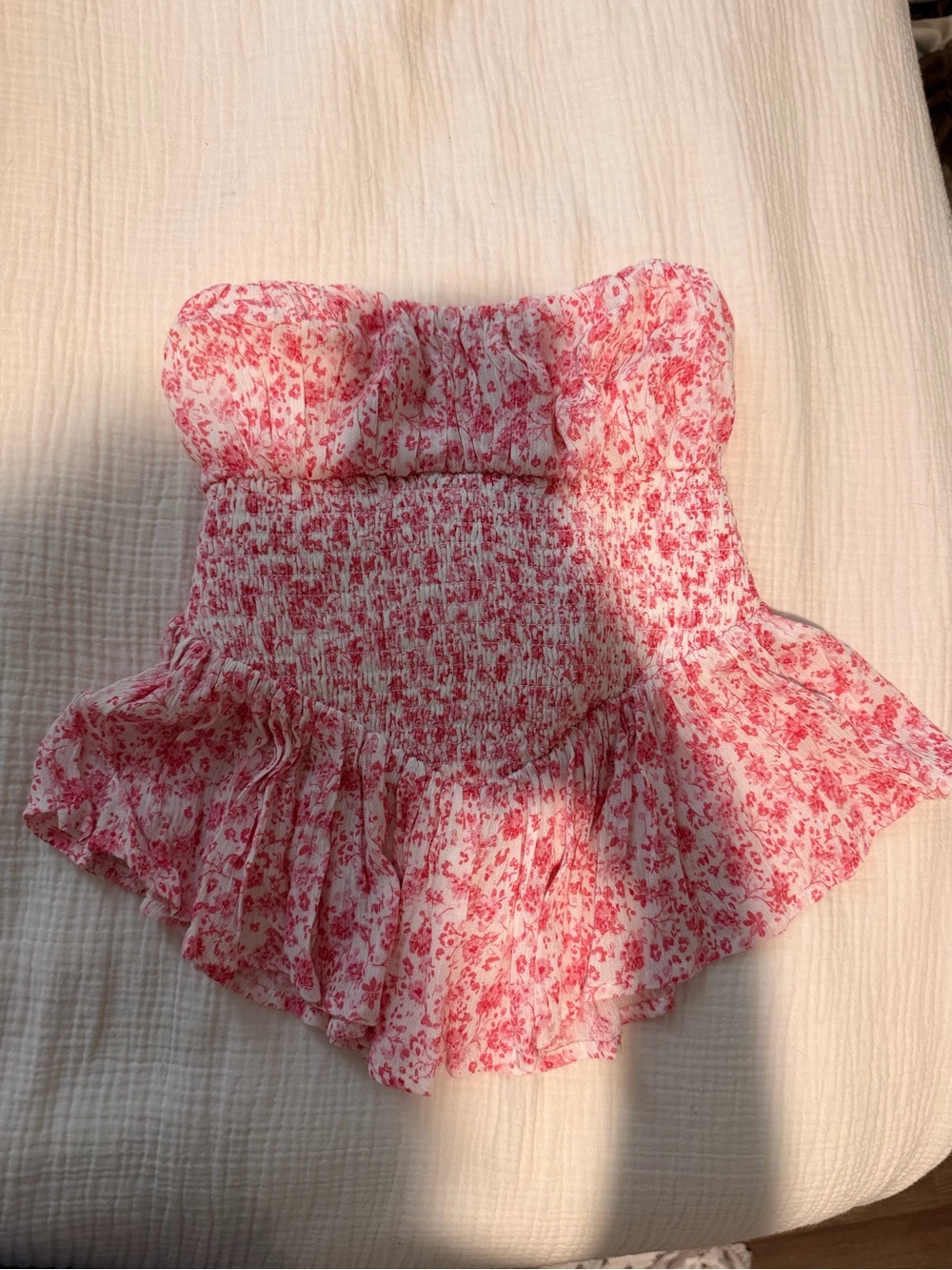 Pink floral tube top